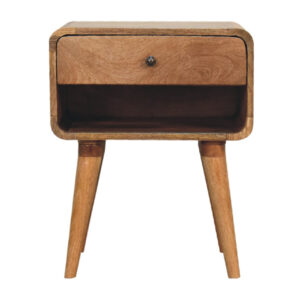 Mensta Curved Oak Finish Bedside Table with Open Slot – Sleek & Practical