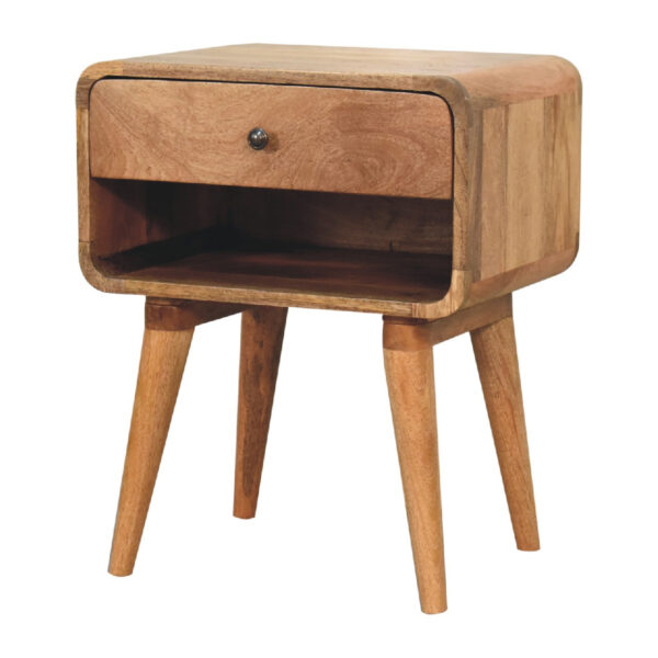 Mensta Curved Oak Finish Bedside Table with Open Slot – Sleek & Practical - Image 3