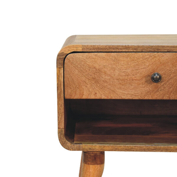 Mensta Curved Oak Finish Bedside Table with Open Slot – Sleek & Practical - Image 4