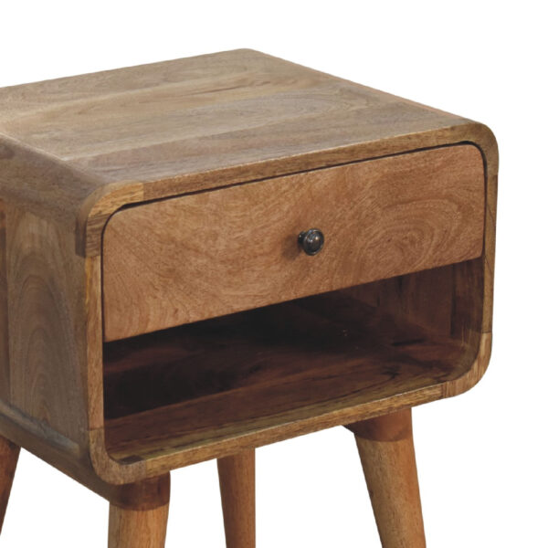 Mensta Curved Oak Finish Bedside Table with Open Slot – Sleek & Practical - Image 5