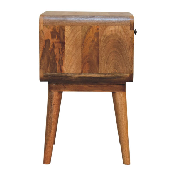 Mensta Curved Oak Finish Bedside Table with Open Slot – Sleek & Practical - Image 8