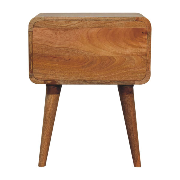 Mensta Curved Oak Finish Bedside Table with Open Slot – Sleek & Practical - Image 9